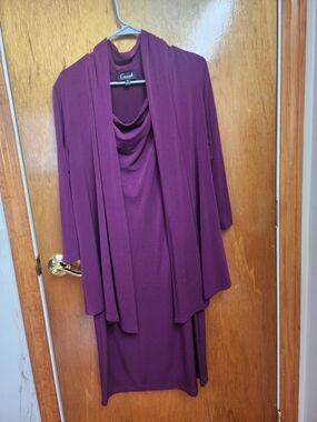 Gina Bacconi Plum Draped Cowl Dress with Jacket